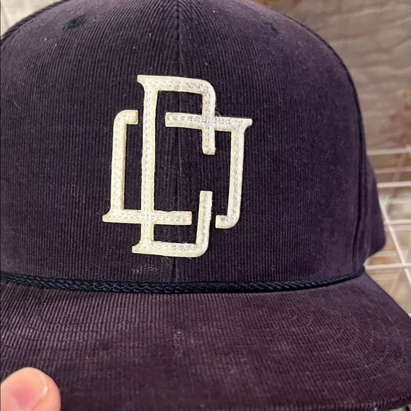 Blue Corduroy SnapBack Cap with White DC Logo all cotton adjustable sizing - Picture 11 of 13